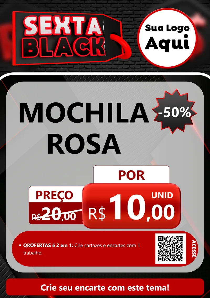 Modelo de Cartaz para Cartaz A4 Vertical com o tema Sexta Black para Papelaria