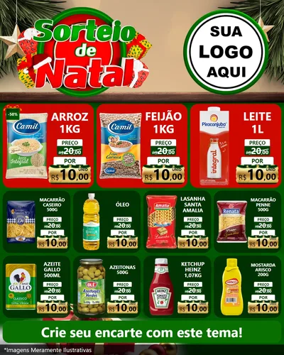 Modelo de Rede Social para Feed Instagram com o tema Sorteio de Natal para Supermercado