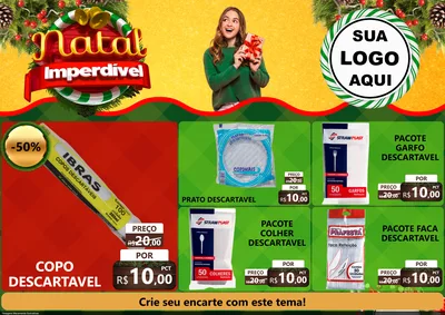Modelo de Encarte para Encarte A4 Horizontal com o tema Natal Imperdível para Embalagens