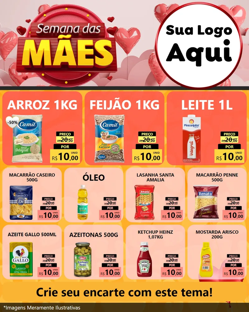 Modelo de Rede Social para Feed Instagram com o tema Semana das Mães para Supermercado