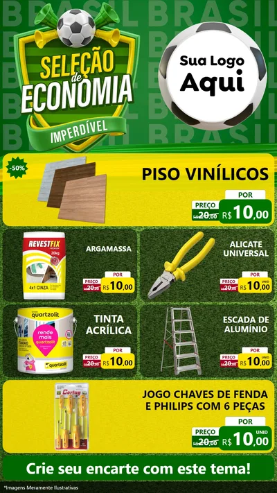 Modelo de TV para TV Vertical com o tema Seleção de Economia - Copa para Material para Construção