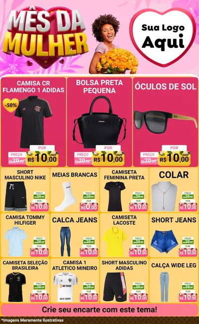 Modelo de Encarte para Encarte Grande com o tema Mês da Mulher para Roupas e acessórios