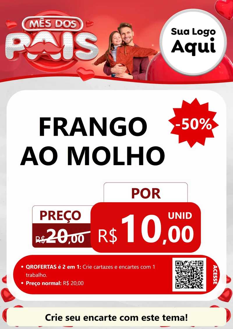 Modelo de Cartaz para Cartaz A4 Vertical com o tema Mês dos Pais para Restaurante
