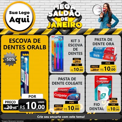Modelo de Rede Social para Feed Facebook com o tema Mega Saldão de Janeiro para Higiene Pessoal