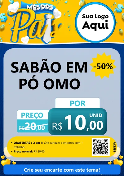Modelo de Cartaz para Cartaz A4 Vertical com o tema Mês dos Pais para Produtos de Limpeza