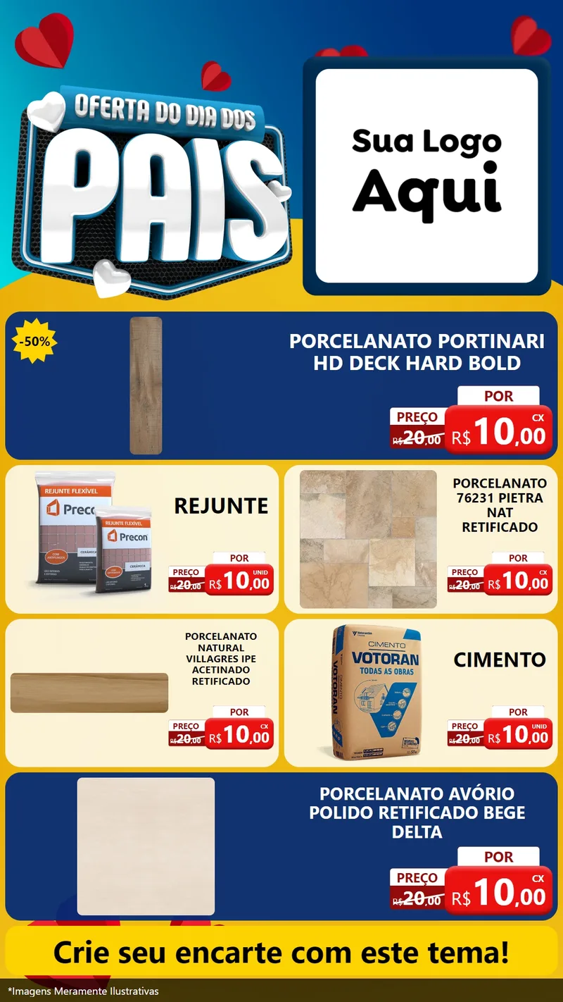 Modelo de TV para TV Vertical com o tema Oferta Do Dia Dos Pais para Pisos e revestimentos