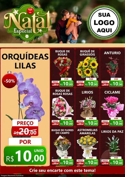 Modelo de Encarte para Encarte A4 Vertical com o tema Natal Especial para Floricultura e jardim