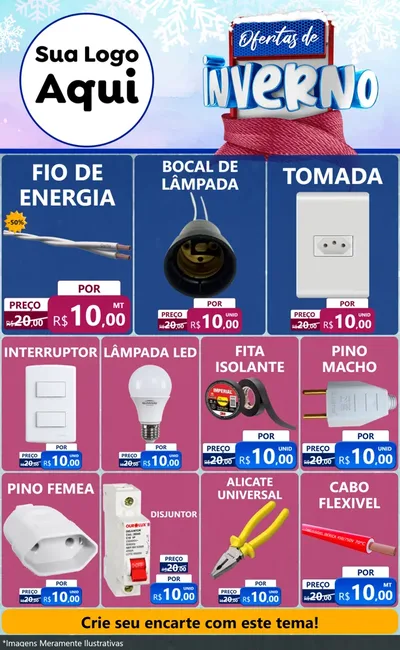 Modelo de Encarte para Encarte Grande com o tema Ofertas de Inverno para Materiais Elétricos