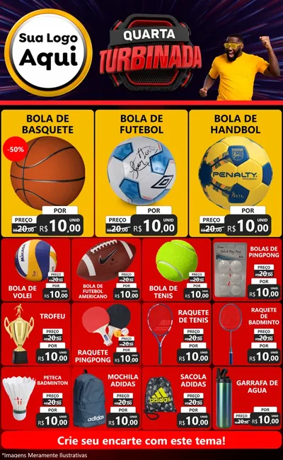 Modelo de Encarte para Encarte Grande com o tema Quarta Turbinada para Artigos Esportivos