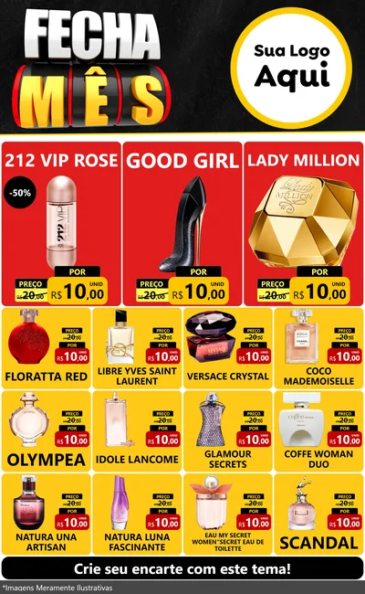 Modelo de Encarte para Encarte Grande com o tema Fecha Mês para Perfumes