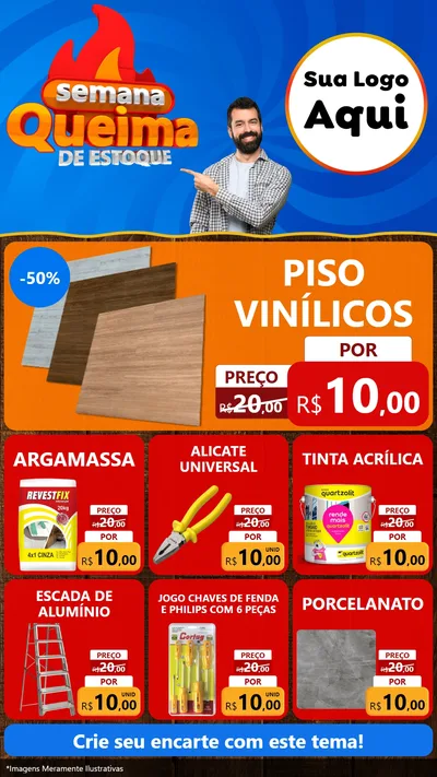 Modelo de Rede Social para Stories com o tema Semana Queima de Estoque para Material para Construção