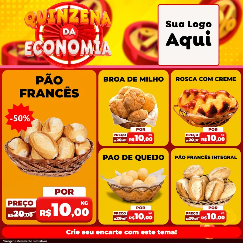 Modelo de Rede Social para Feed Facebook com o tema Quinzena Da Economia para Padaria