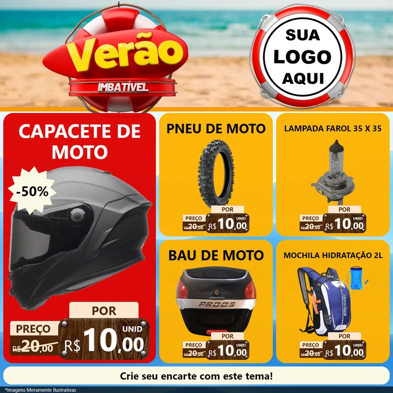 Modelo de Rede Social para Feed Facebook com o tema Verão Imbatível para Moto peças