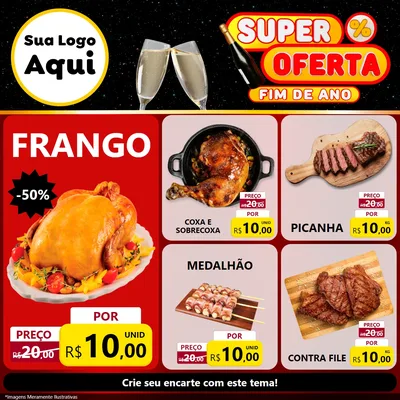 Modelo de Rede Social para Feed Facebook com o tema Super Oferta Fim de Ano para Assados