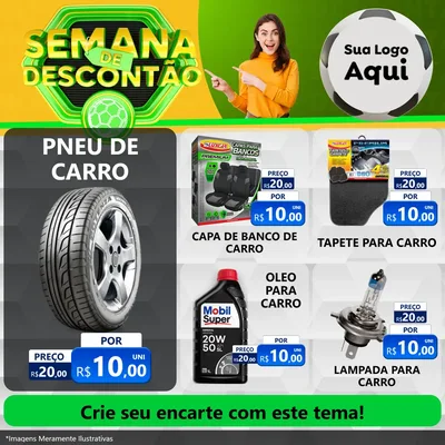 Modelo de Rede Social para Feed Facebook com o tema Semana de Descontão - Copa para Auto peças