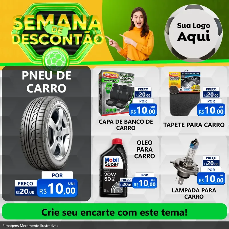 Modelo de Rede Social para Feed Facebook com o tema Semana de Descontão - Copa para Auto peças