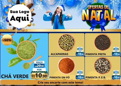 Modelo de Encarte para Encarte A4 Horizontal com o tema Ofertas de Natal para Produtos Naturais