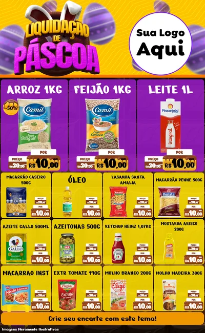 Modelo de Encarte para Encarte Grande com o tema Liquidação de Páscoa para Supermercado