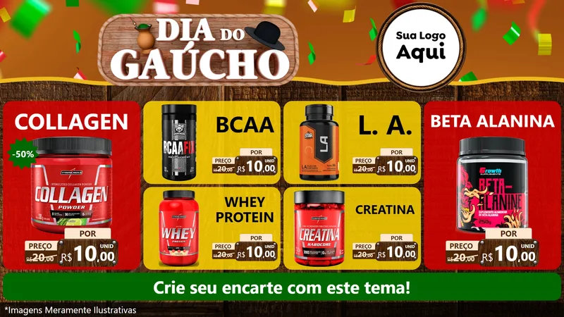 Modelo de TV para TV Horizontal com o tema Dia do Gaúcho para Suplementos alimentares