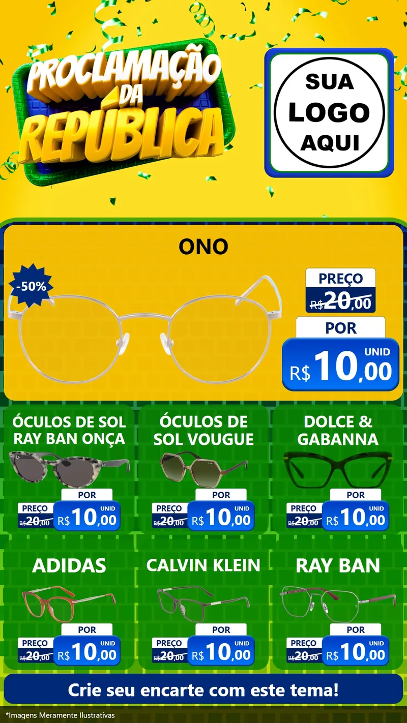 Modelo de Rede Social para Stories com o tema Proclamação da República para Óticas