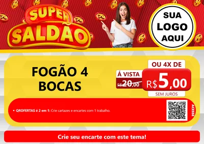 Modelo de Cartaz para Cartaz A4 Horizontal com o tema Super Saldão para Móveis e Eletro