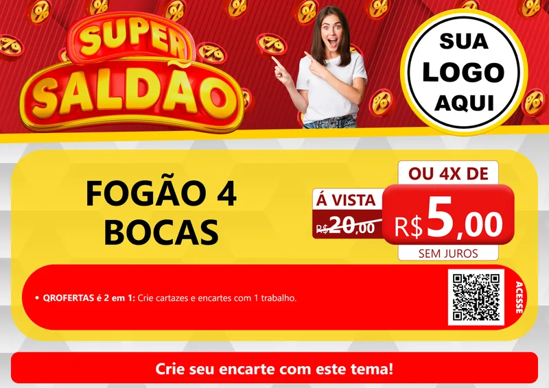 Modelo de Cartaz para Cartaz A4 Horizontal com o tema Super Saldão para Móveis e Eletro