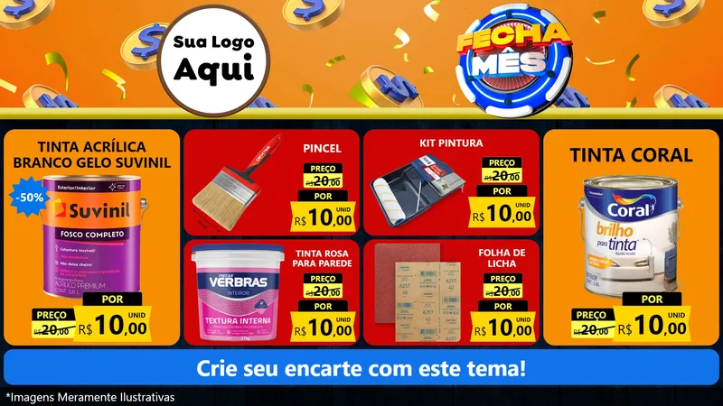 Modelo de TV para TV Horizontal com o tema Fecha Mês para Tintas e Ferramentas