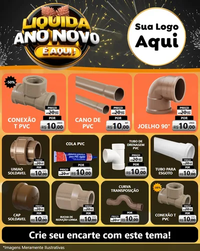 Modelo de Rede Social para Feed Instagram com o tema Liquida Ano Novo É Aqui! para Tubos e conexões