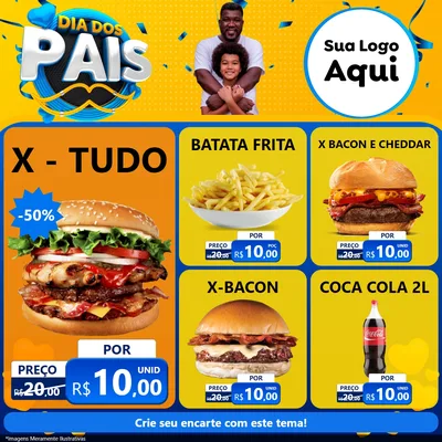 Modelo de Rede Social para Feed Facebook com o tema Dia dos Pais para Hamburgueria