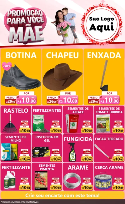 Modelo de Encarte para Encarte Grande com o tema Promoção Para Você Mãe para Agropecuária