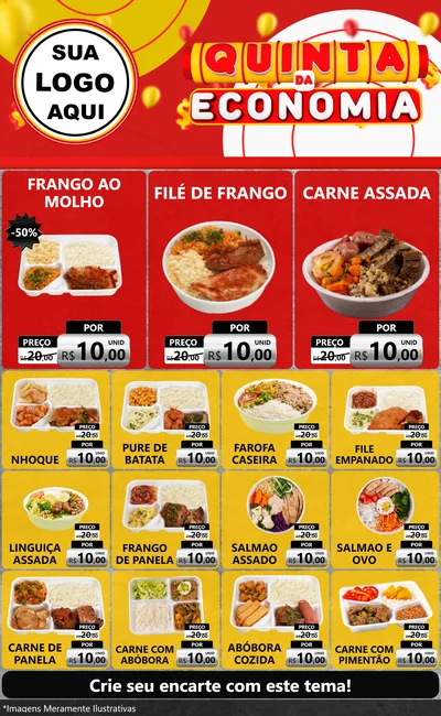 Modelo de Encarte para Encarte Grande com o tema Quinta da Economia para Restaurante