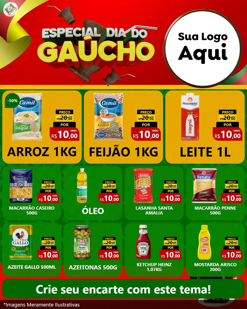 Modelo de Rede Social para Feed Instagram com o tema Especial Dia do Gaúcho para Supermercado