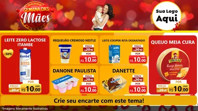Modelo de TV para TV Horizontal com o tema Semana das Mães para Frios e Laticínios