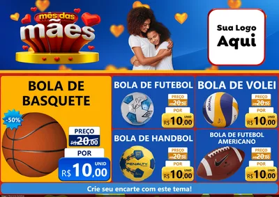 Modelo de Encarte para Encarte A4 Horizontal com o tema Mês das Mães para Artigos Esportivos
