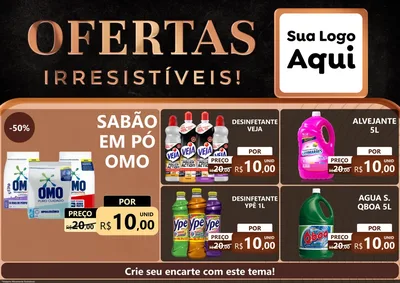 Modelo de Encarte para Encarte A4 Horizontal com o tema Ofertas Irresistíveis! para Produtos de Limpeza