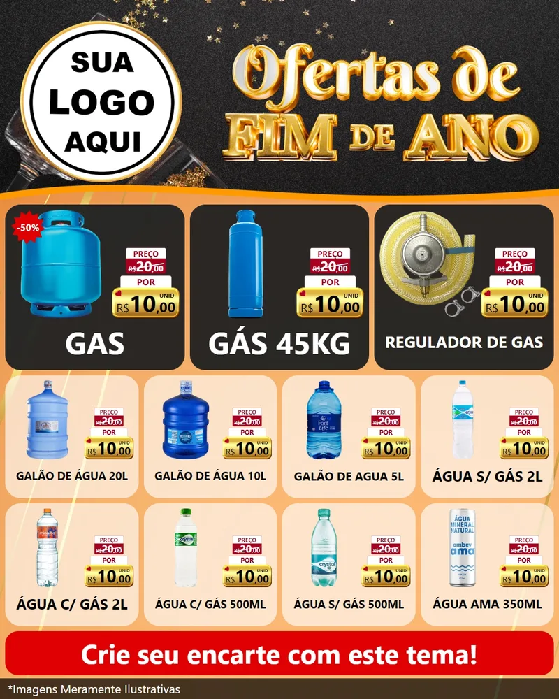 Modelo de Rede Social para Feed Instagram com o tema Ofertas de Fim de Ano para Água e gás