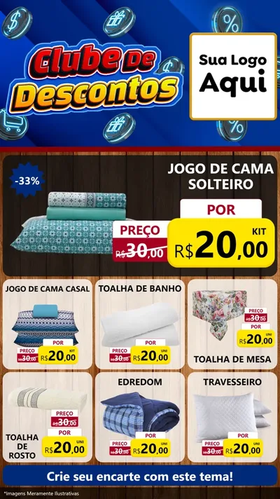 Modelo de Rede Social para Stories com o tema Clube de Descontos para Cama, Mesa e Banho