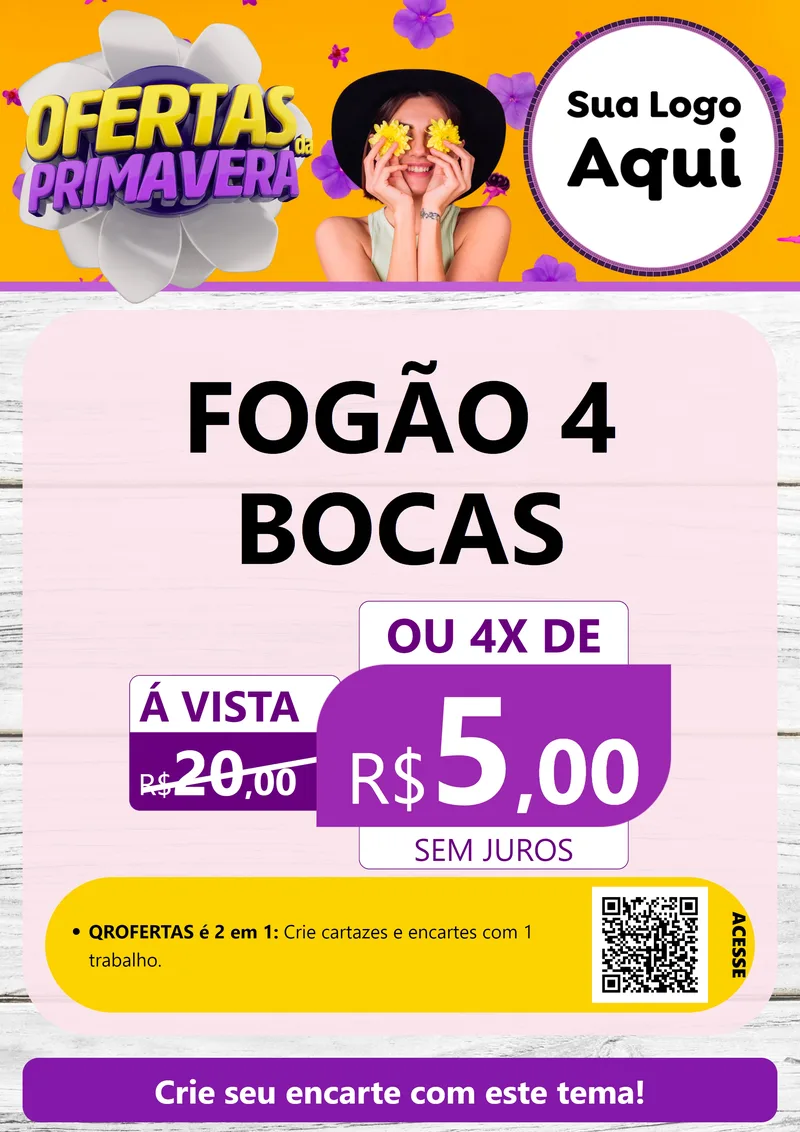 Modelo de Cartaz para Cartaz A4 Vertical com o tema Ofertas Da Primavera para Móveis e Eletro