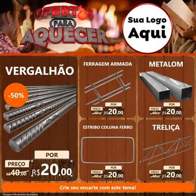 Modelo de Rede Social para Feed Facebook com o tema Ofertas Para Aquecer para Ferragens