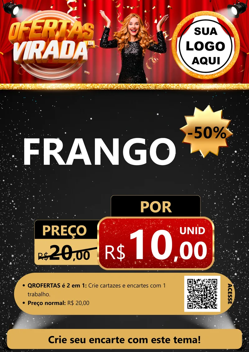 Modelo de Cartaz para Cartaz A4 Vertical com o tema Ofertas da Virada para Assados