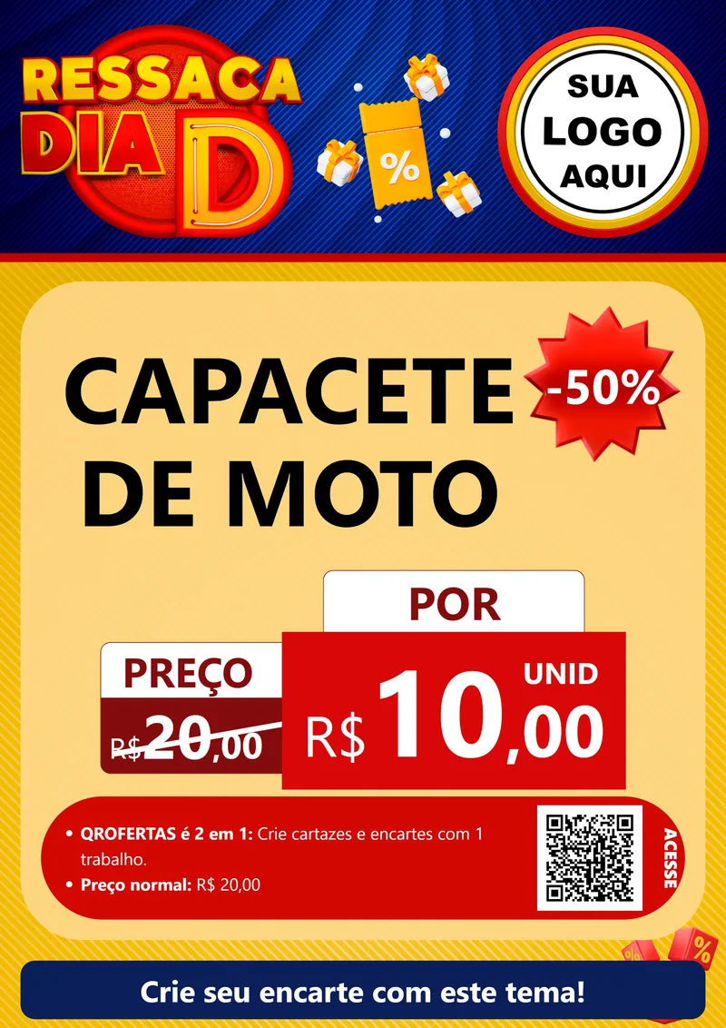 Modelo de Cartaz para Cartaz A4 Vertical com o tema Ressaca Dia D para Moto peças