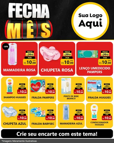 Modelo de Rede Social para Feed Instagram com o tema Fecha Mês para Bebês