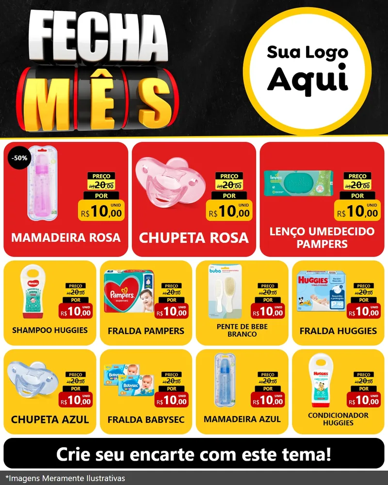 Modelo de Rede Social para Feed Instagram com o tema Fecha Mês para Bebês