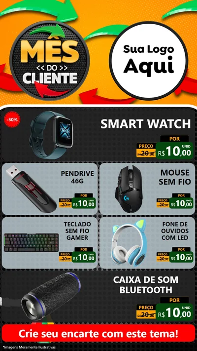 Modelo de TV para TV Vertical com o tema Mês do Cliente para Informática