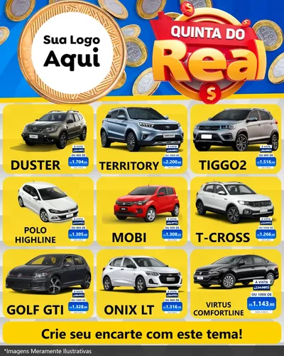 Modelo de Rede Social para Feed Instagram com o tema Quinta do Real para Concessionaria de Carros