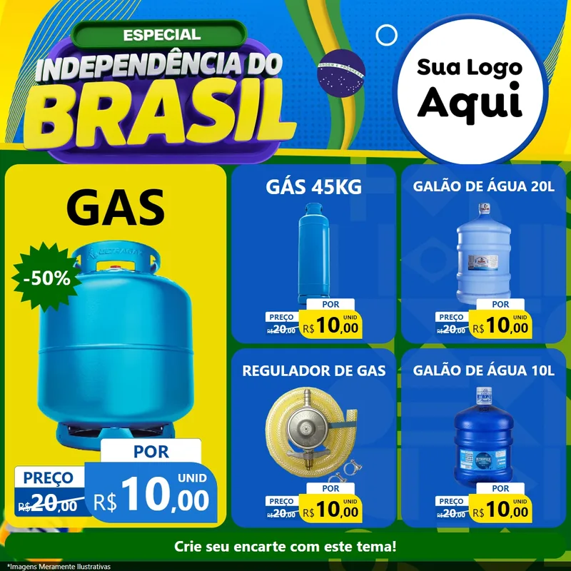 Modelo de Rede Social para Feed Facebook com o tema Especial Independência do Brasil para Água e gás