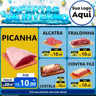 Modelo de Rede Social para Feed Facebook com o tema Ofertas de Inverno para Açougue