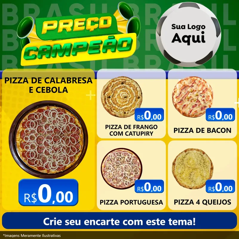 Modelo de Rede Social para Feed Facebook com o tema Preço Campeão - Copa para Pizzaria