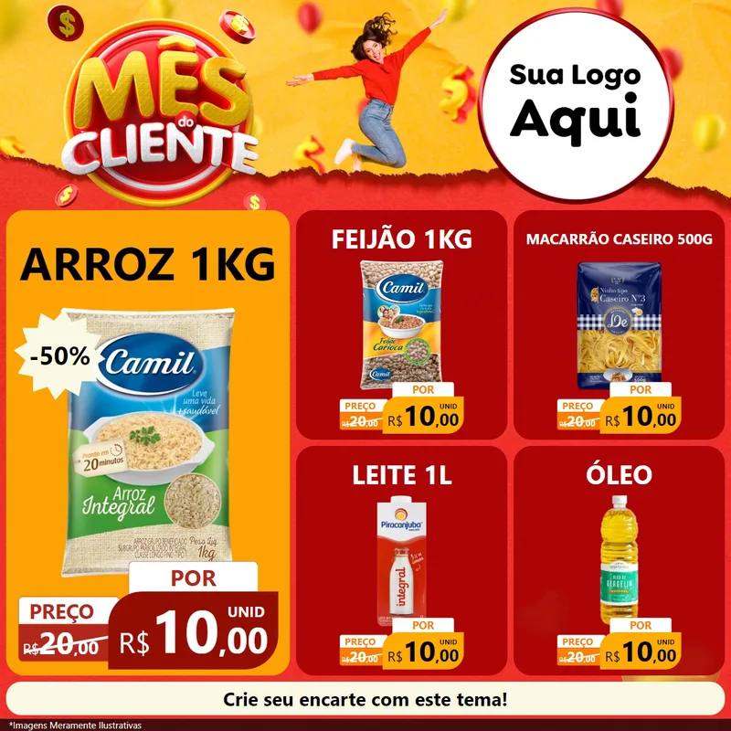 Modelo de Rede Social para Feed Facebook com o tema Mês do Cliente para Supermercado