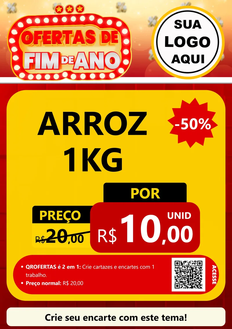 Modelo de Cartaz para Cartaz A4 Vertical com o tema Ofertas de Fim de Ano para Supermercado
